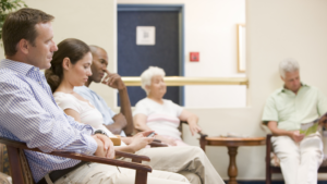 Patients waiting in line